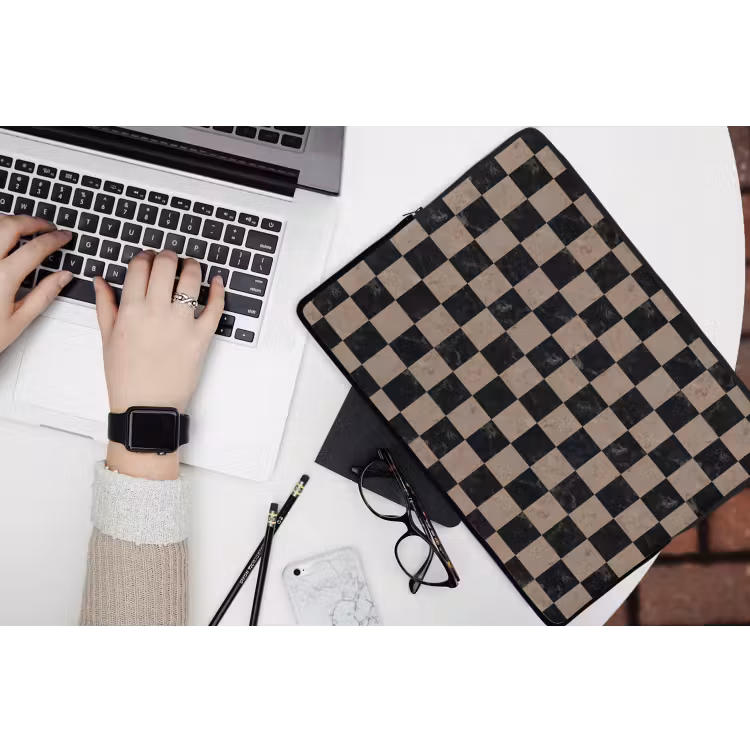 Patroon - Dambord - Marmer laptophoes neopreen klein 279 -bureau