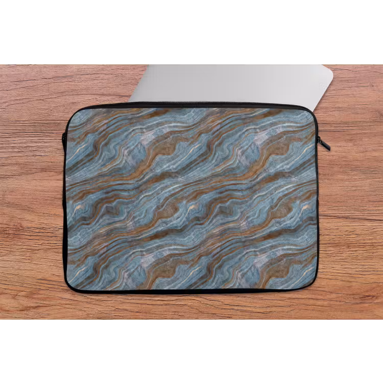 Patroon - Steen - Blauw laptophoes neopreen klein 279 -tafel