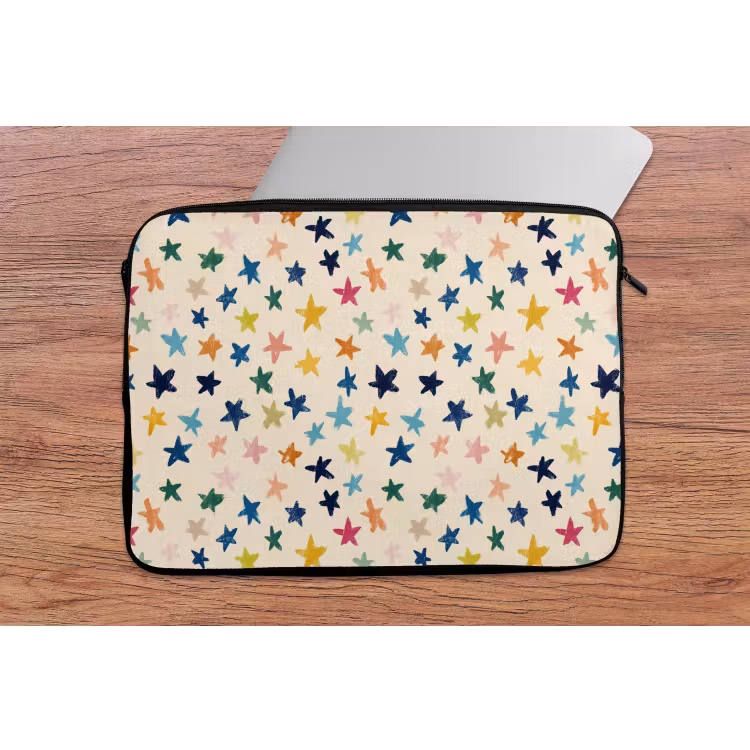 Patroon - Sterren - Kleurrijk laptophoes neopreen klein 279 -tafel