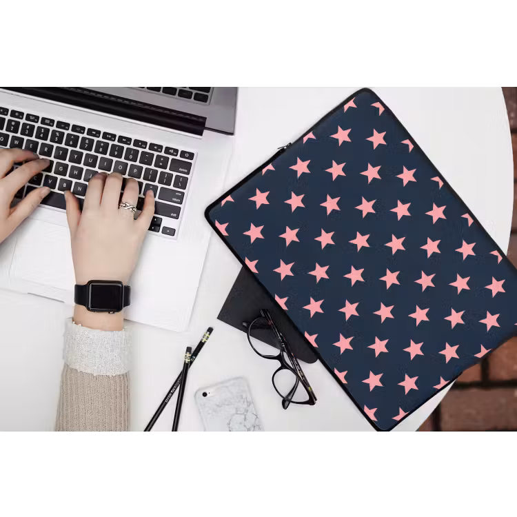 Patroon - Sterren - Roze laptophoes neopreen klein 279 -bureau
