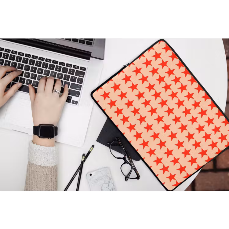 Patroon - Sterren - Rood laptophoes neopreen klein 279 -bureau