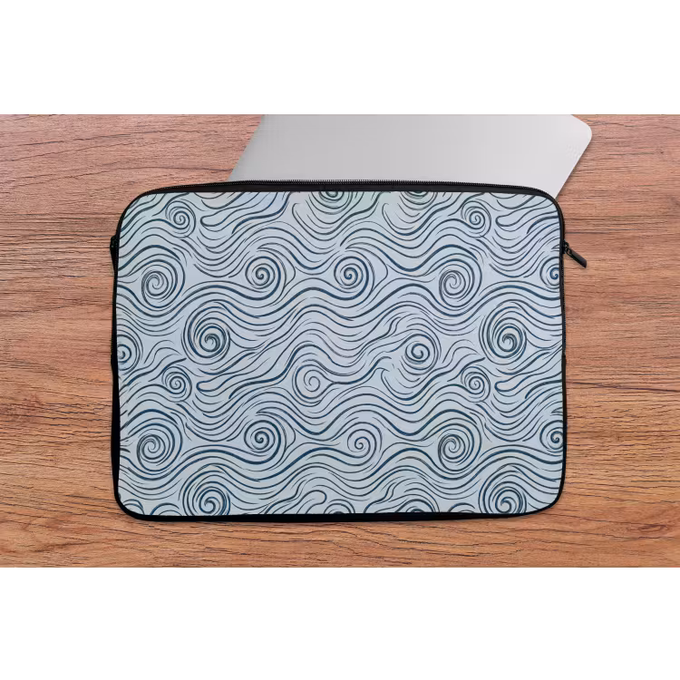 Patroon - Golven - Abstract - Modern - Blauw laptophoes neopreen klein -tafel