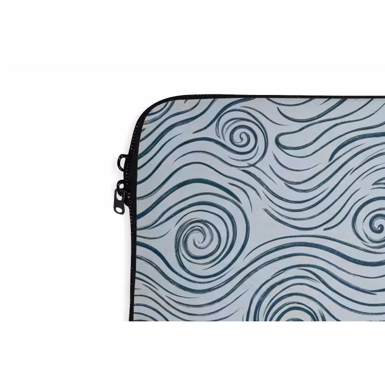 Patroon - Golven - Abstract - Modern - Blauw laptophoes neopreen klein -detail
