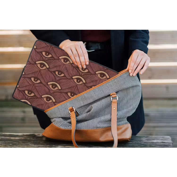 Mystiek - Ogen - Bruin laptophoes neopreen klein 279 -tas