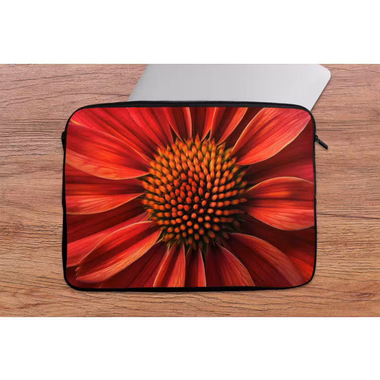 Close up - Bloem- Rood laptophoes neopreen klein -tafel