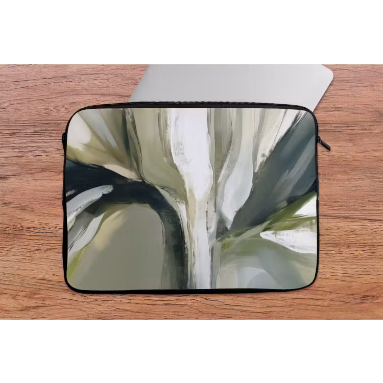 Natuur - Abstract - Groen - Penseelstreken laptophoes neopreen klein -tafel