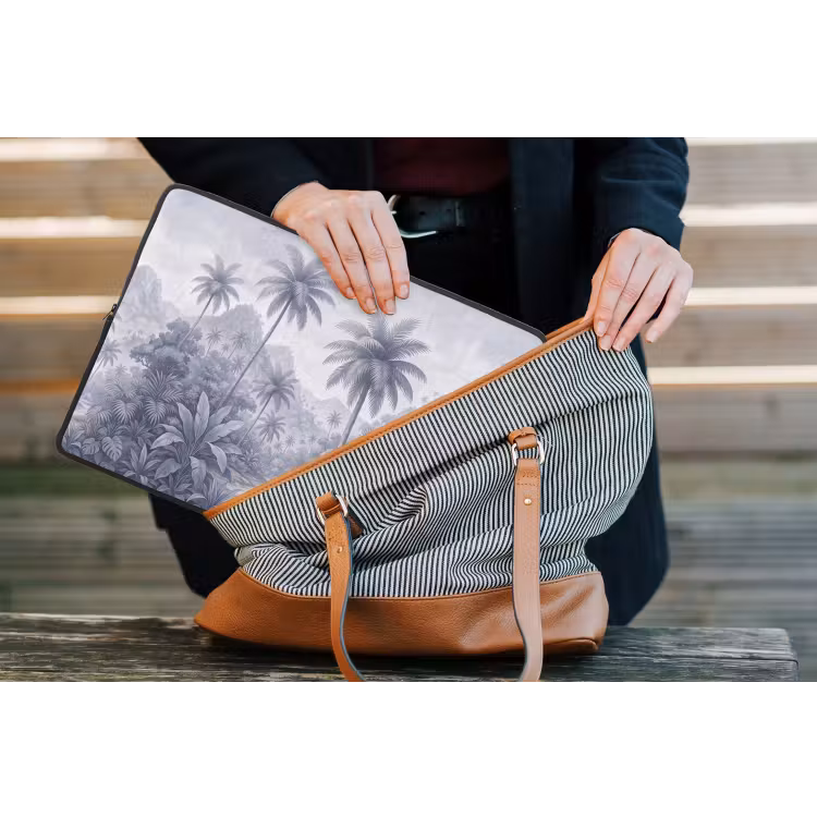 Natuur - Boom - Tropisch - Landschap - Blauw laptophoes neopreen klein -tas