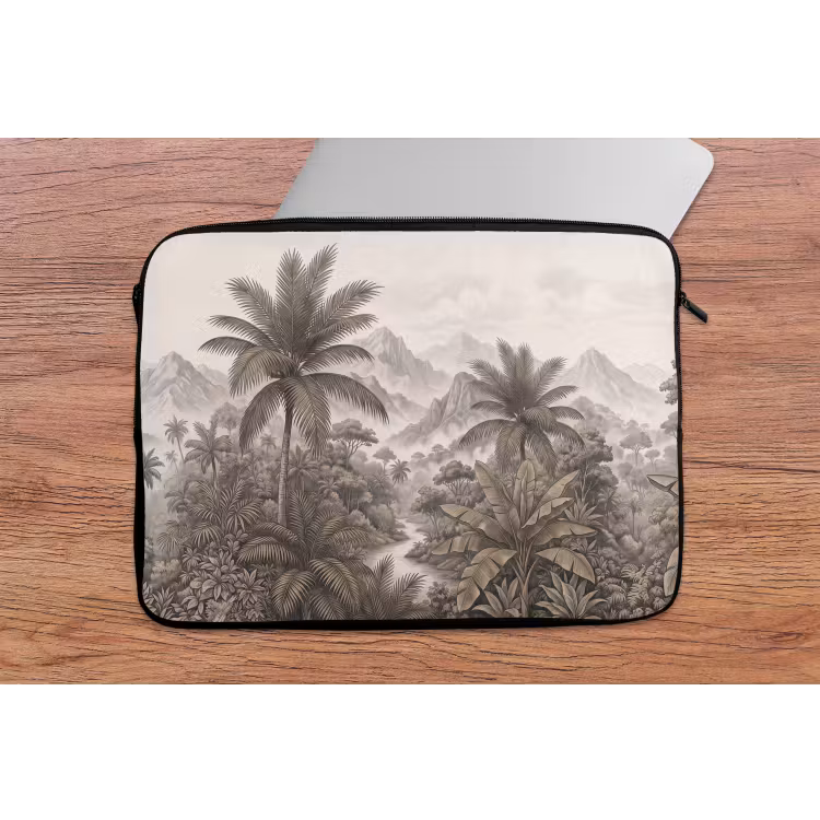 Natuur - Bergen - Rivier - Tropisch - Vintage laptophoes neopreen klein -tafel