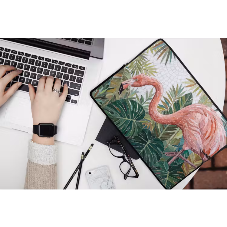 Natuur - Bladeren - Abstract - Groen - Vogel laptophoes neopreen klein -bureau