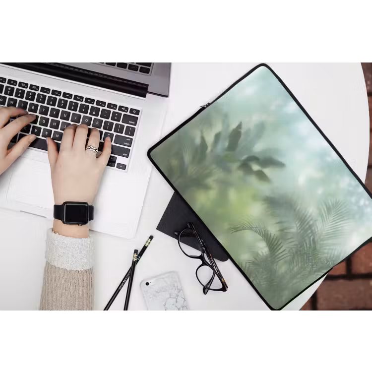 Natuur - Vervaagd - Groen - Abstract - Modern laptophoes neopreen klein -bureau