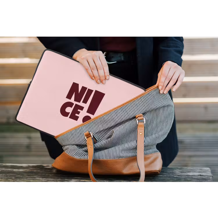 Nice - Uitroepteken - Roze laptophoes neopreen klein -tas