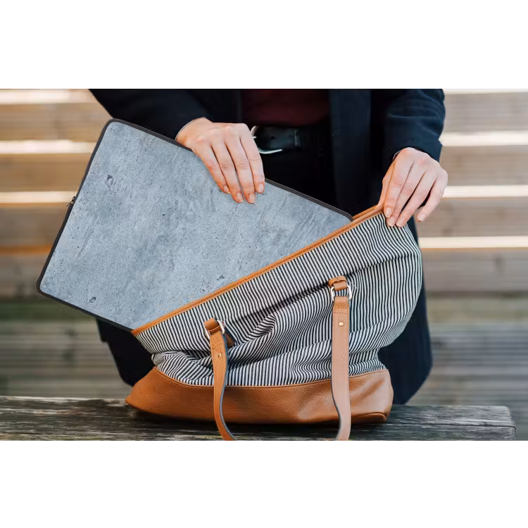 Oppervlak - Ruw - Abstract - Modern - Grijs laptophoes neopreen klein -tas