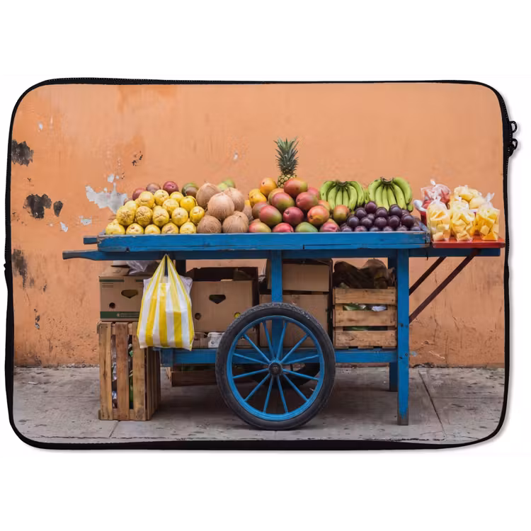 Laptop hülle - Obst – Kar – Straße - Fruit - Kar - Straat laptophoes neopreen klein