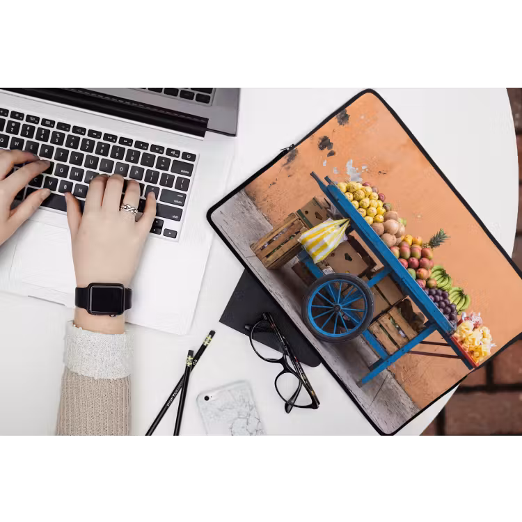 Laptop hülle - Obst – Kar – Straße - Fruit - Kar - Straat laptophoes neopreen klein