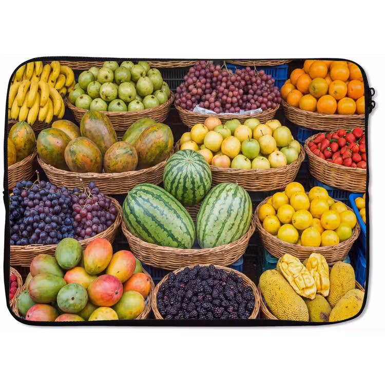 Laptop hülle - Obst – Markt – Bunt - Fruit - Markt - Kleurrijk laptophoes neopreen klein