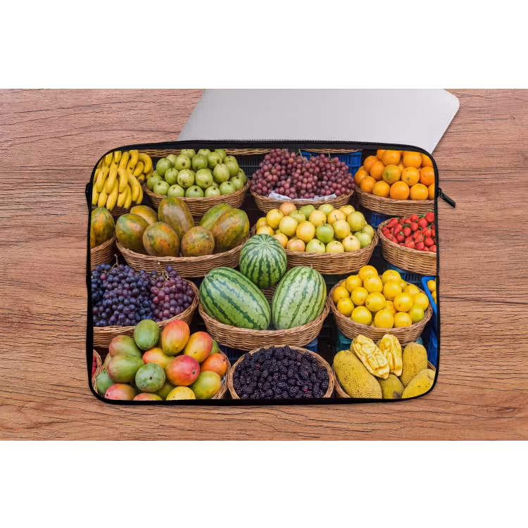 Laptop hülle - Obst – Markt – Bunt - Fruit - Markt - Kleurrijk laptophoes neopreen klein