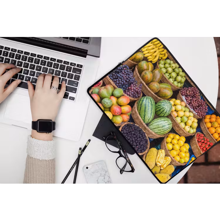 Laptop hülle - Obst – Markt – Bunt - Fruit - Markt - Kleurrijk laptophoes neopreen klein