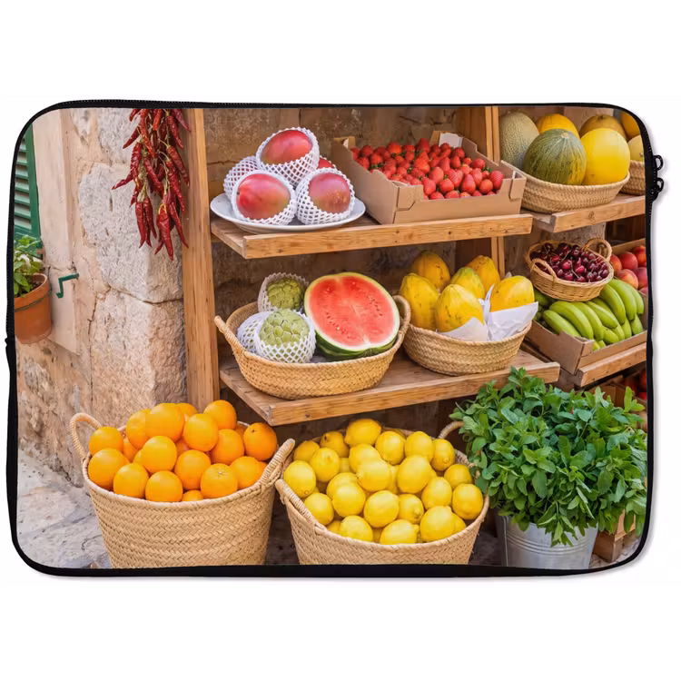 Laptop hülle - Obst – Markt – Frisch - Fruit - Markt - Vers laptophoes neopreen klein