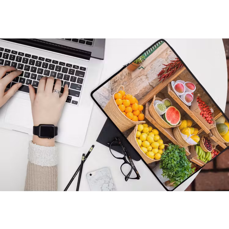 Laptop hülle - Obst – Markt – Frisch - Fruit - Markt - Vers laptophoes neopreen klein