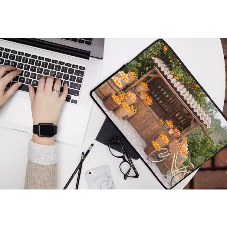 Laptop hülle - Obst – Markt – Ländlich - Fruit - Markt - Landelijk laptophoes neopreen klein