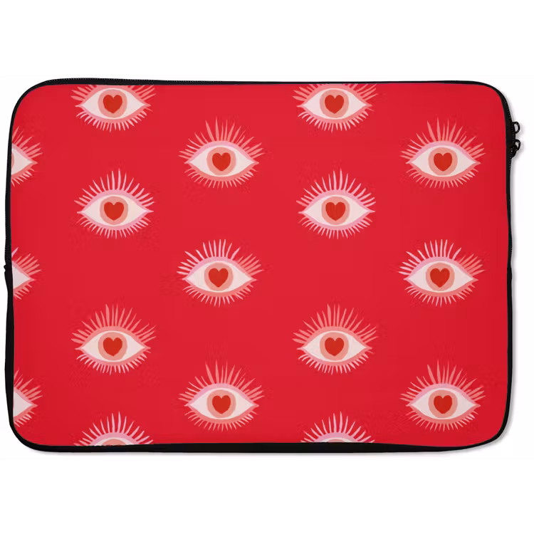 Ogen - Hart - Abstract - Rood - Roze laptophoes neopreen klein 279 -zkaufland3dotto