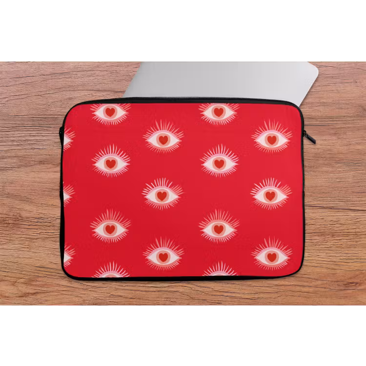 Ogen - Hart - Abstract - Rood - Roze laptophoes neopreen klein 279 -tafel