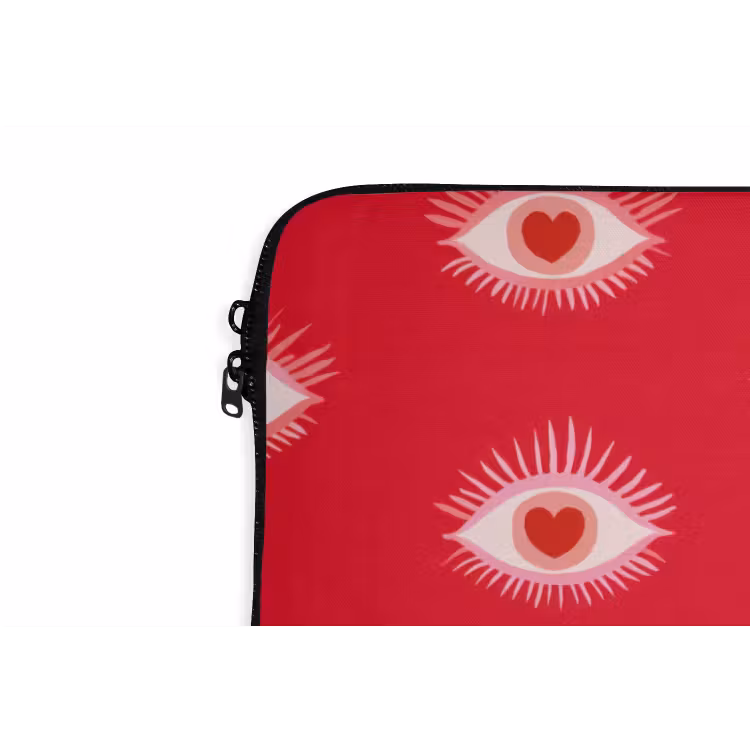 Ogen - Hart - Abstract - Rood - Roze laptophoes neopreen klein 279 -detail