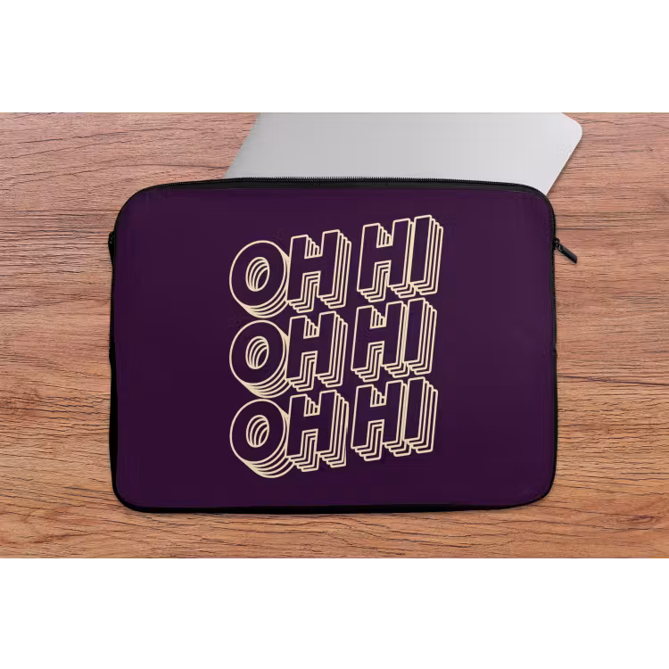Oh hi - Paars - 3D laptophoes neopreen klein -tafel