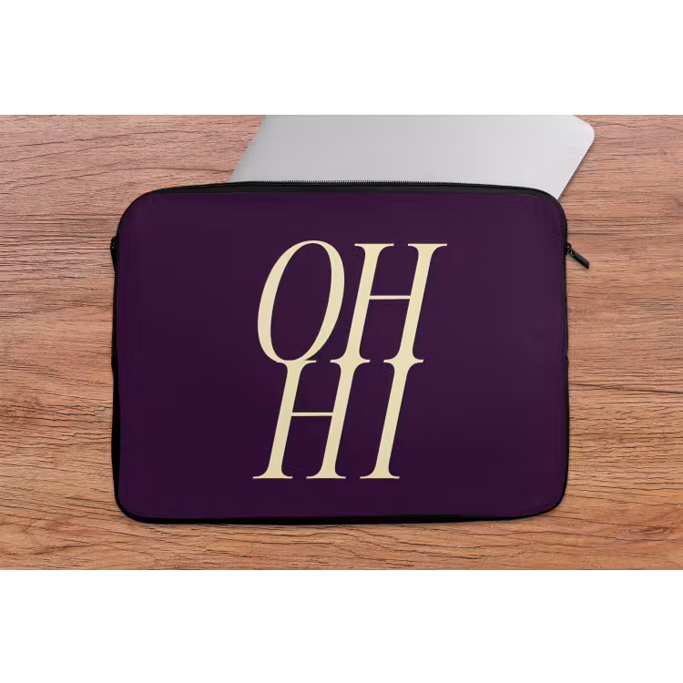 Oh hi - Paars - Minimalistisch laptophoes neopreen klein -tafel