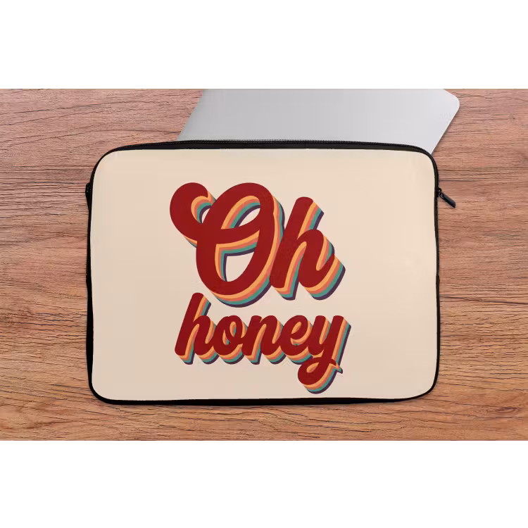 Oh honey - Rood - Schaduw laptophoes neopreen klein -tafel