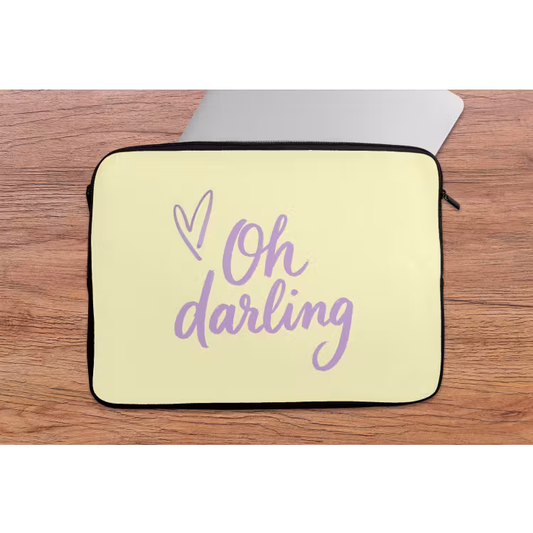 Oh darling - Geel - Hart laptophoes neopreen klein -tafel