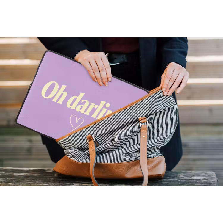 Oh darling - Hart - Paars laptophoes neopreen klein -tas