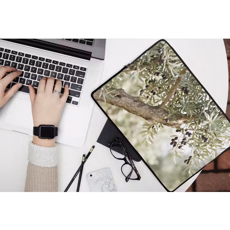 Laptop hülle - Olivenbaum – Zweig – grün - Olijfboom - tak - groen laptophoes neopreen klein