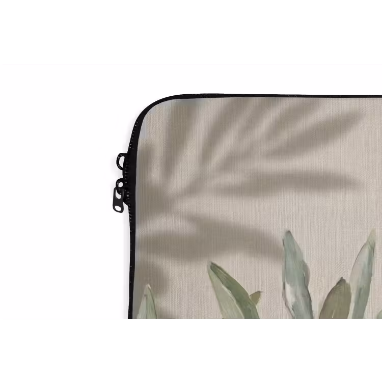 Olijftak - Bladeren - Natuur - Groen - Beige laptophoes neopreen klein -detail