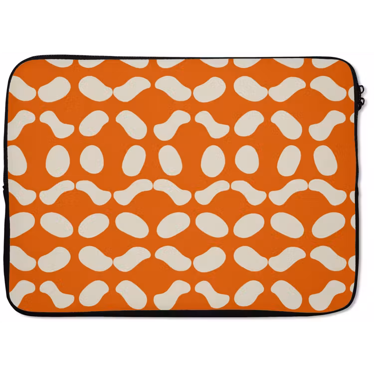Oranje - Organische vormen - Wit laptophoes neopreen klein 279 -zkaufland3dotto