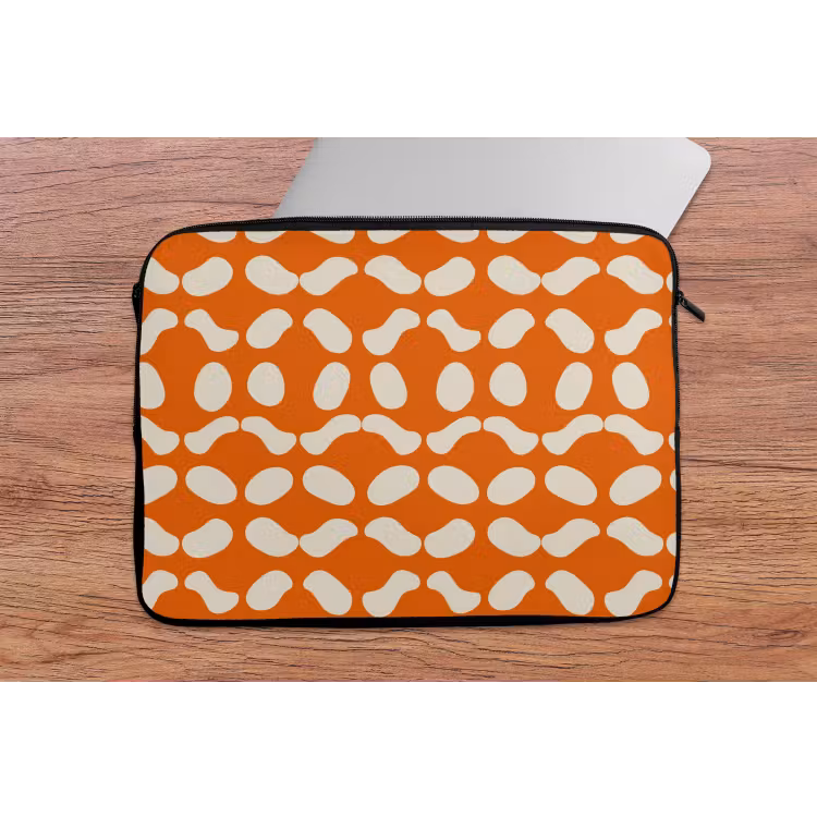 Oranje - Organische vormen - Wit laptophoes neopreen klein 279 -tafel