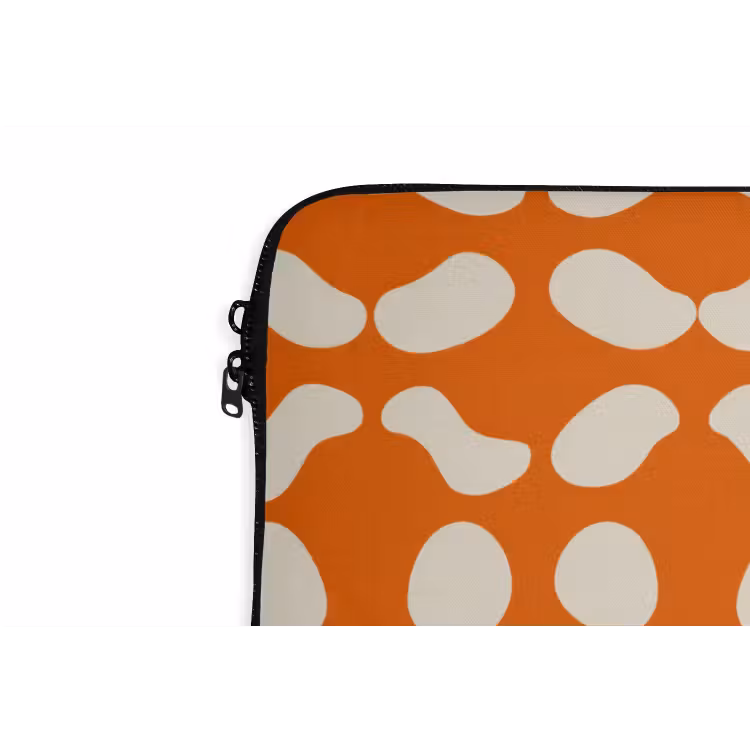 Oranje - Organische vormen - Wit laptophoes neopreen klein 279 -detail