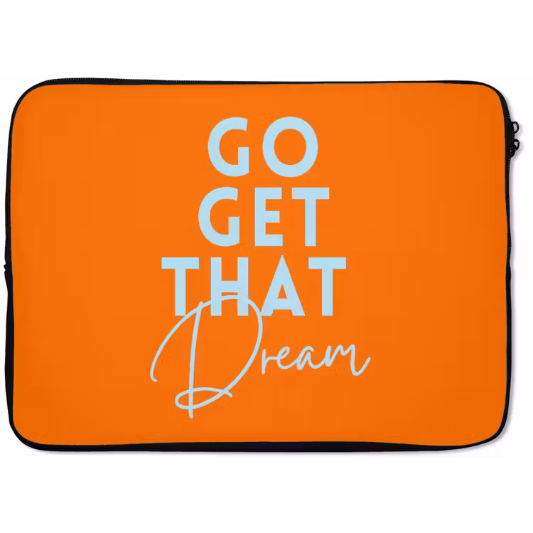 Oranje - Blauw - Go get that dream laptophoes neopreen klein -zkaufland3dotto