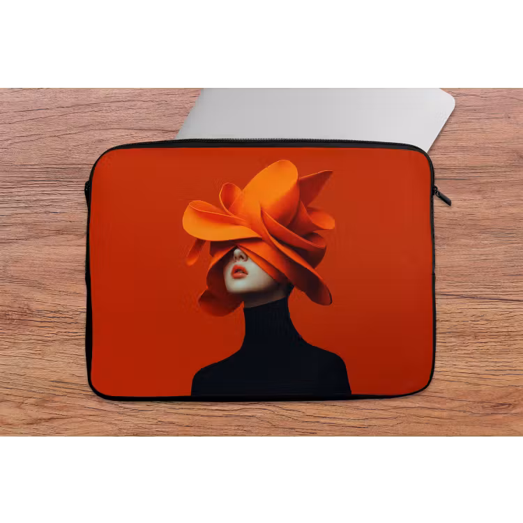 Oranje - Hoed - Vrouw laptophoes neopreen klein -tafel