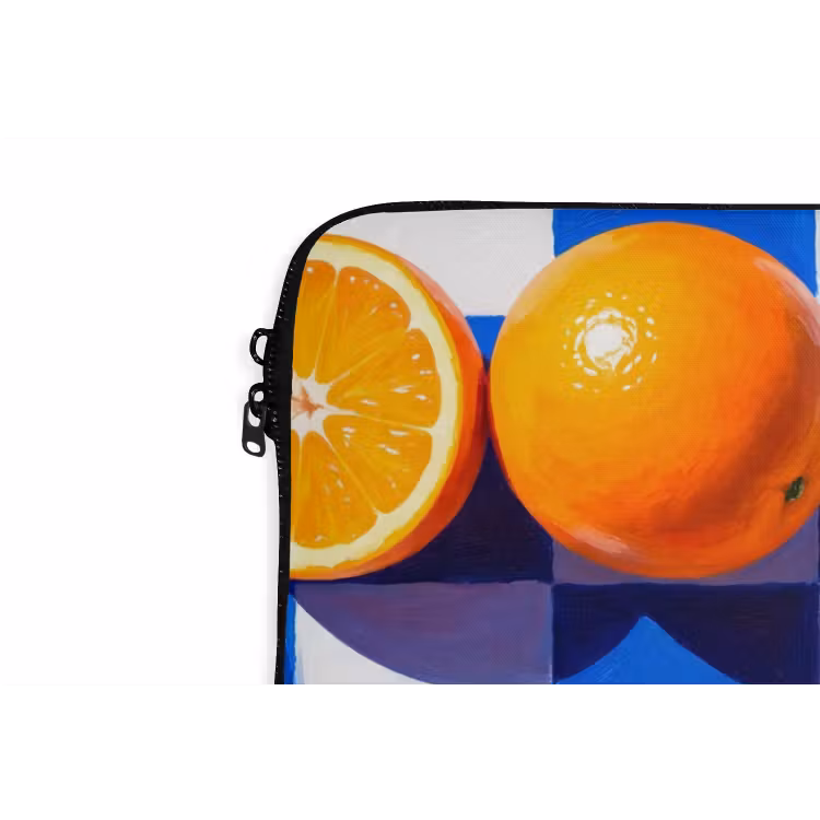 Laptop hülle - Orange – Kariert – Essen - Sinaasappel - Geruit - Eten laptophoes neopreen klein