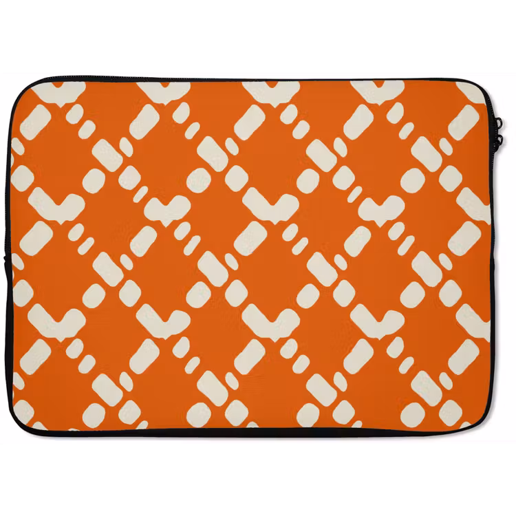 Oranje - Ruitpatroon - Wit laptophoes neopreen klein 279 -zkaufland3dotto