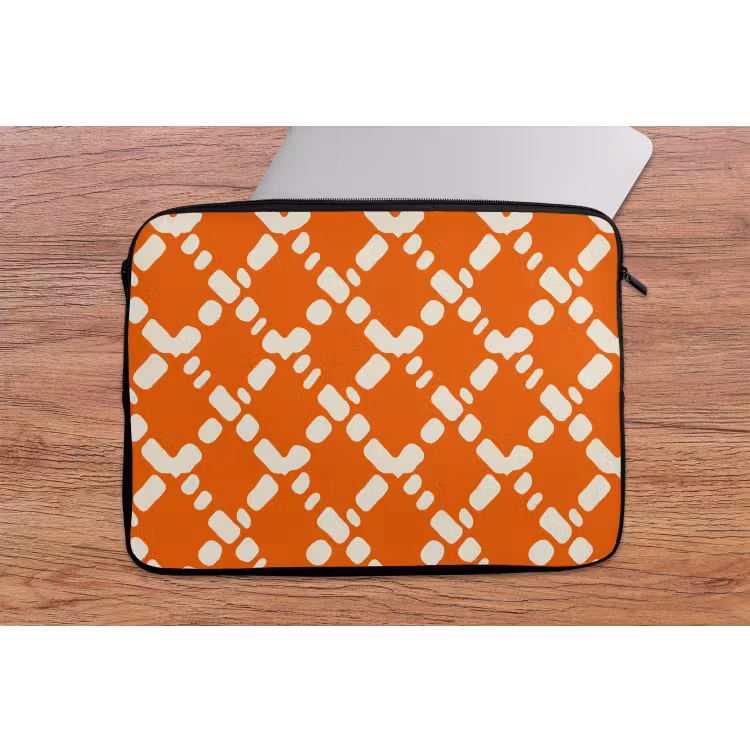 Oranje - Ruitpatroon - Wit laptophoes neopreen klein 279 -tafel
