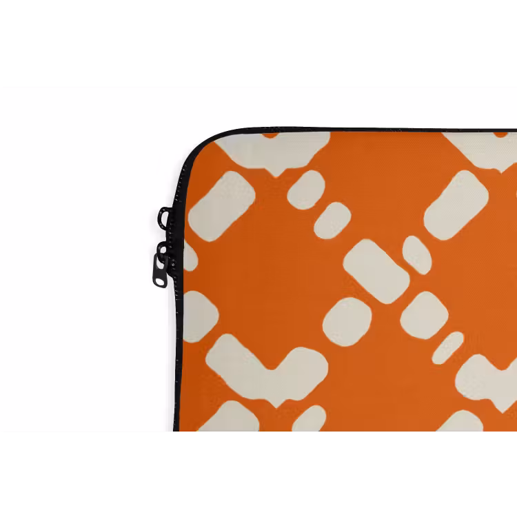 Oranje - Ruitpatroon - Wit laptophoes neopreen klein 279 -detail