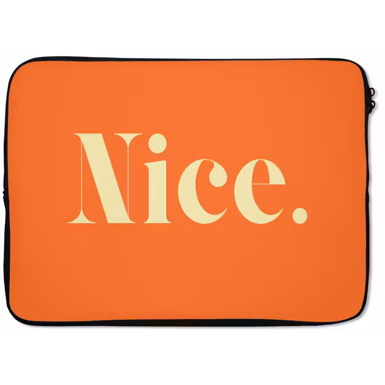 Oranje - Gebroken wit - Nice laptophoes neopreen klein -zkaufland3dotto