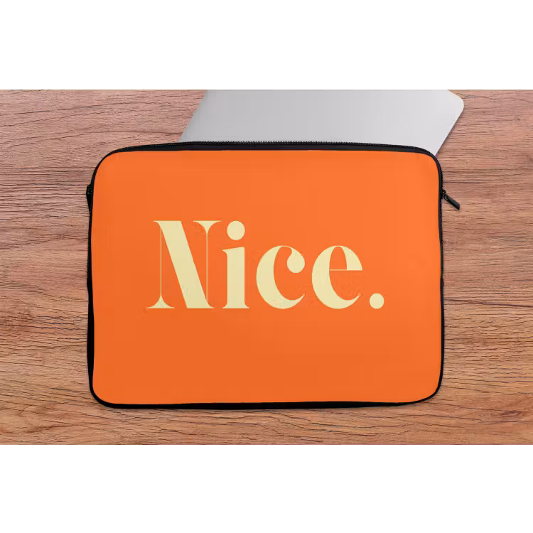 Oranje - Gebroken wit - Nice laptophoes neopreen klein -tafel