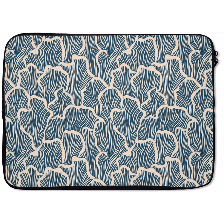 Organisch - Blauw - Crème - Schelpen laptophoes neopreen klein 279 -zkaufland3dotto