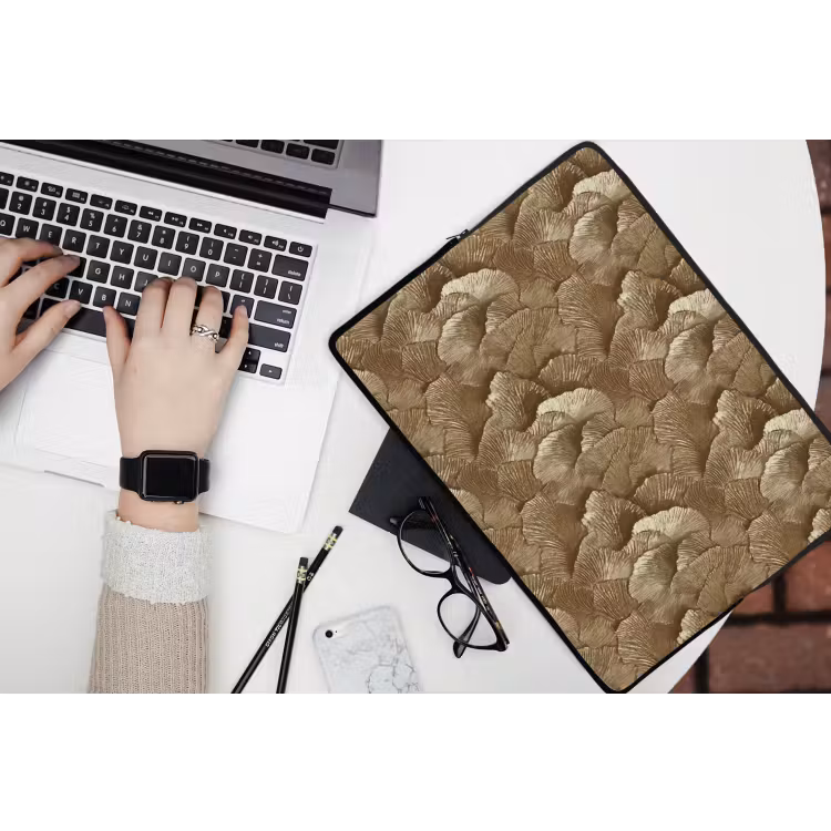 Organisch - Patroon - Bladeren - Goud laptophoes neopreen klein 279 -bureau