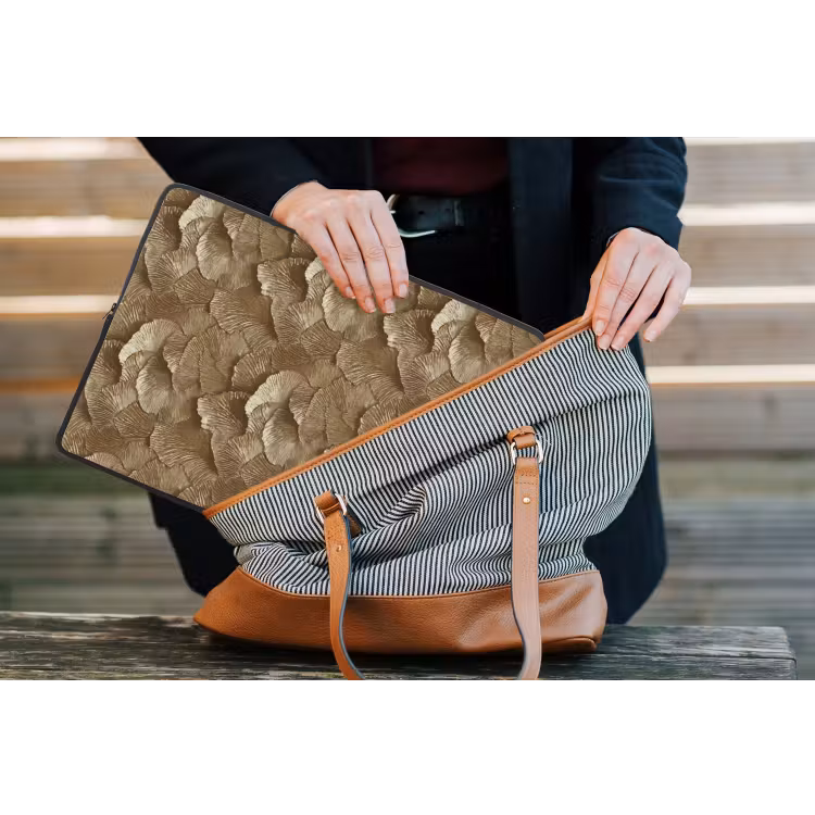 Organisch - Patroon - Bladeren - Goud laptophoes neopreen klein 279 -tas