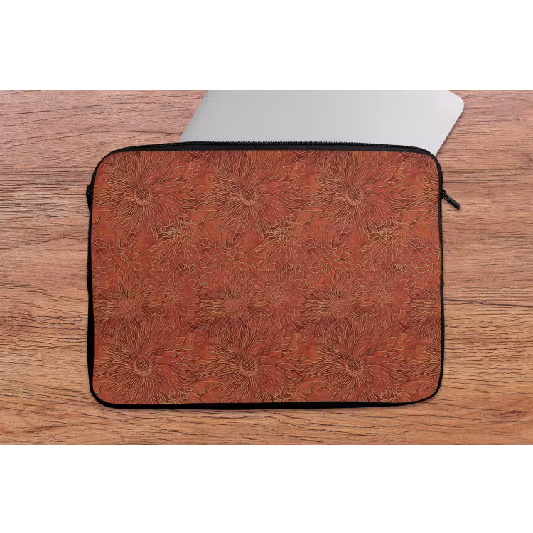 Oosters - Bloemen - Terracotta laptophoes neopreen klein 279 -tafel
