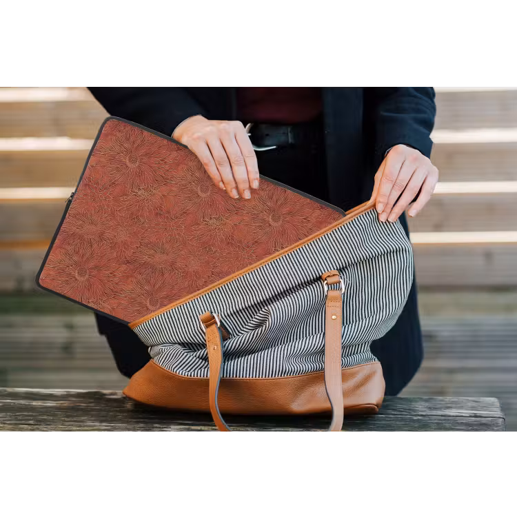 Oosters - Bloemen - Terracotta laptophoes neopreen klein 279 -tas
